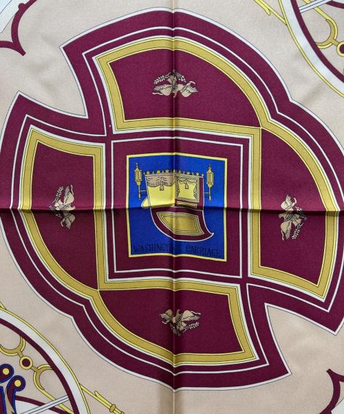 HERMES（エルメス）HERMES (エルメス) カレ90 ブルー×ボルドーの古着・服飾アイテム