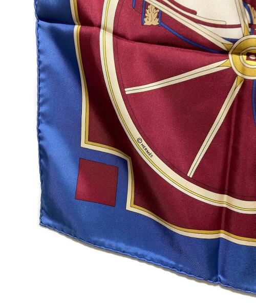 HERMES（エルメス）HERMES (エルメス) カレ90 ブルー×ボルドーの古着・服飾アイテム