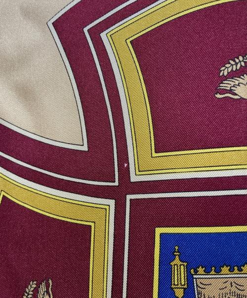 HERMES（エルメス）HERMES (エルメス) カレ90 ブルー×ボルドーの古着・服飾アイテム