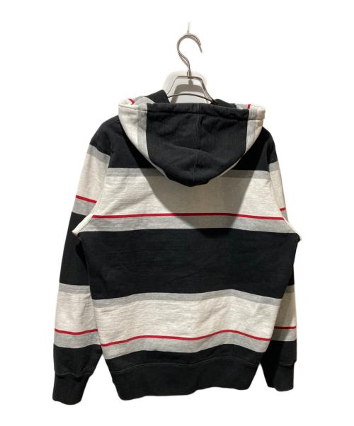 SUPREME（シュプリーム）Supreme (シュプリーム) Stripe Hooded Sweatshirt ブラック×グレー サイズ:Mの古着・服飾アイテム
