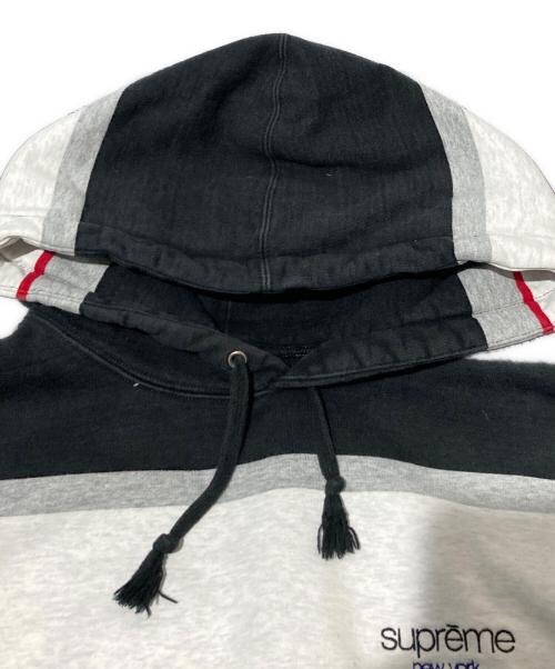 SUPREME（シュプリーム）Supreme (シュプリーム) Stripe Hooded Sweatshirt ブラック×グレー サイズ:Mの古着・服飾アイテム