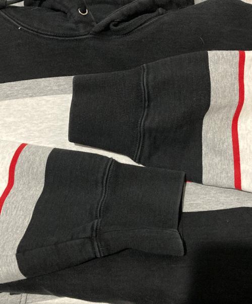 SUPREME（シュプリーム）Supreme (シュプリーム) Stripe Hooded Sweatshirt ブラック×グレー サイズ:Mの古着・服飾アイテム