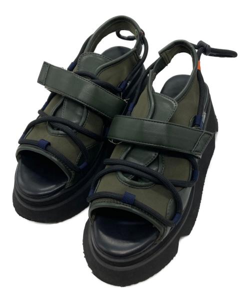 UN3D.（アンスリード）UN3D. (アンスリード) WAVE CODE VOLUME SOLE SANDALS カーキ×ブラック サイズ:記載なしの古着・服飾アイテム