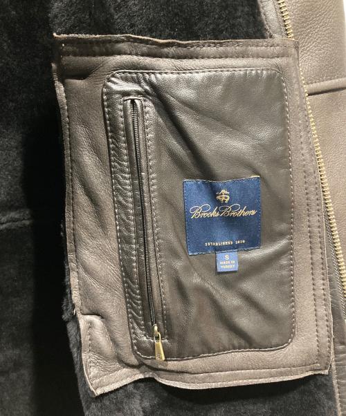 BROOKS BROTHERS（ブルックスブラザーズ）BROOKS BROTHERS (ブルックスブラザーズ) ダブルジップラムレザーコート ブラウン サイズ:Sの古着・服飾アイテム