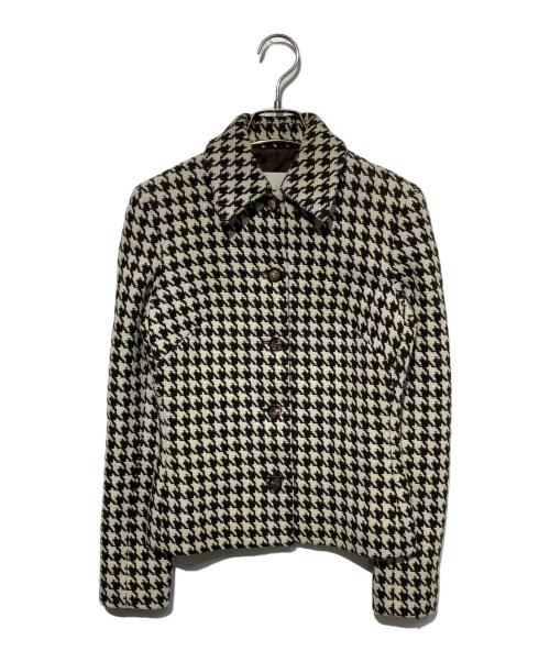 CELINE（セリーヌ）CELINE (セリーヌ) 千鳥格子柄ウールジャケット ベージュ×ブラウン サイズ:34の古着・服飾アイテム