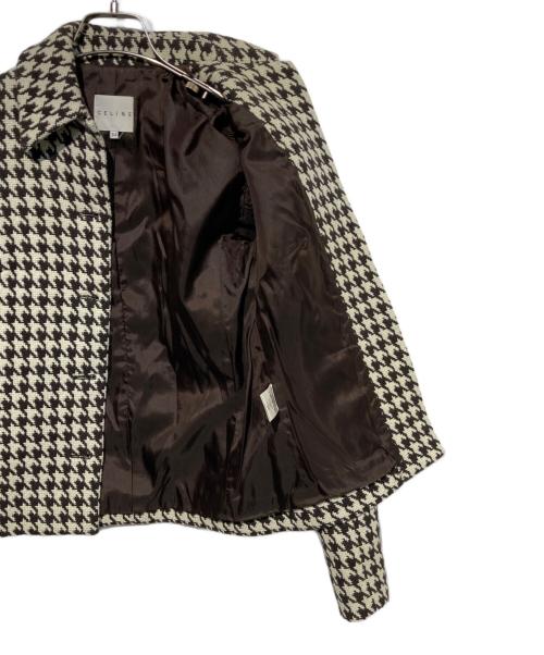 CELINE（セリーヌ）CELINE (セリーヌ) 千鳥格子柄ウールジャケット ベージュ×ブラウン サイズ:34の古着・服飾アイテム