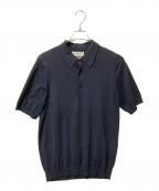TOMORROW LANDトゥモローランド）の古着「シルクコットン ニットポロシャツ」｜ネイビー