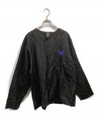 Needlesニードルズ）の古着「パピヨンプリントリネンレーヨンノーカラーシャツ」｜ブラック