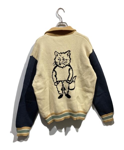 maison kitsune（メゾンキツネ）MAISON KITSUNE (メゾンキツネ) Cream Cotton Blend Cardigan ベージュ サイズ:Mの古着・服飾アイテム