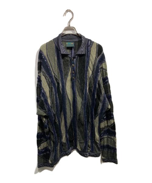 Coogi（クージー）COOGI (クージー) 3Dニットポロシャツ カーキ サイズ:2XLの古着・服飾アイテム
