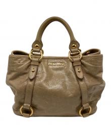 MIU MIU（ミュウミュウ）の古着「レザーハンドバッグ」｜ベージュ