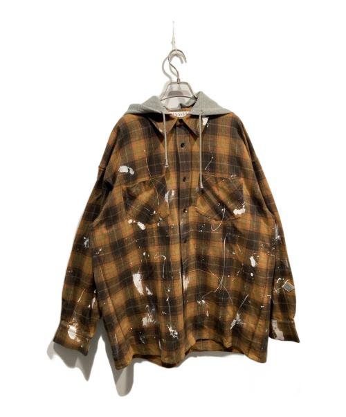 el conductorh（コンダクター）el conductorH (コンダクター) TEENAGE HOODED FLANNEL SHIRT ブラウン サイズ:2の古着・服飾アイテム