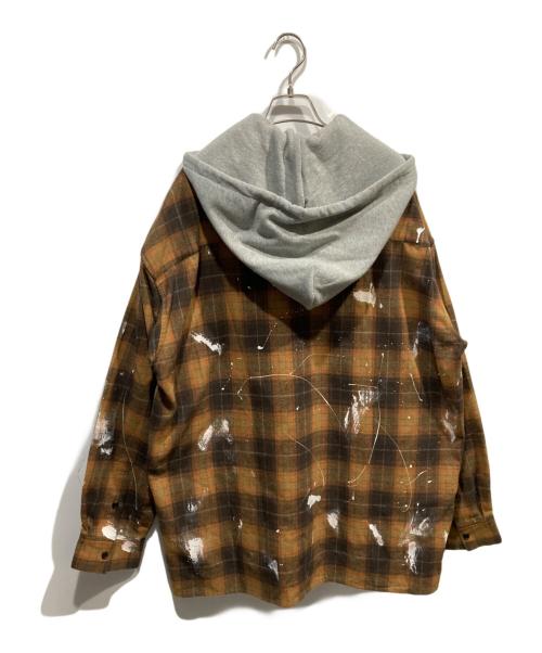 el conductorh（コンダクター）el conductorH (コンダクター) TEENAGE HOODED FLANNEL SHIRT ブラウン サイズ:2の古着・服飾アイテム
