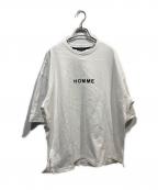 COMME des GARCONS HOMMEコムデギャルソン オム）の古着「HOMMEスローガン Tシャツ」｜ホワイト