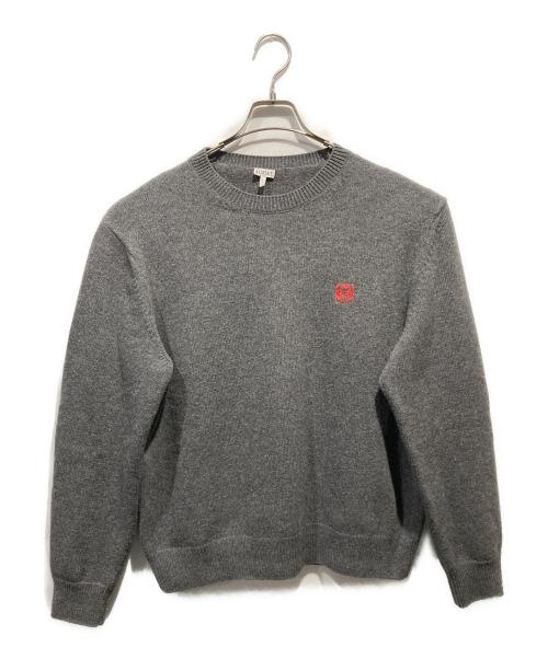 LOEWE（ロエベ）LOEWE (ロエベ) アナグラムロゴ刺繍ニット グレー サイズ:Lの古着・服飾アイテム