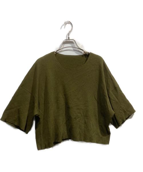 PLEATS PLEASE（プリーツプリーズ）PLEATS PLEASE (プリーツプリーズ) クルーネックニット オリーブ サイズ:3の古着・服飾アイテム