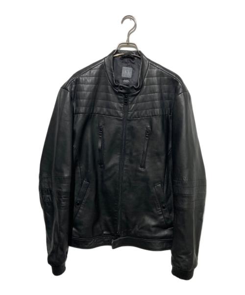 ARMANI EXCHANGE（アルマーニ エクスチェンジ）ARMANI EXCHANGE (アルマーニ エクスチェンジ) レザージャケット ブラック サイズ:XLの古着・服飾アイテム