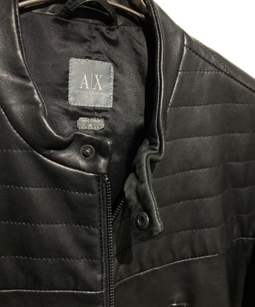 ARMANI EXCHANGE（アルマーニ エクスチェンジ）ARMANI EXCHANGE (アルマーニ エクスチェンジ) レザージャケット ブラック サイズ:XLの古着・服飾アイテム