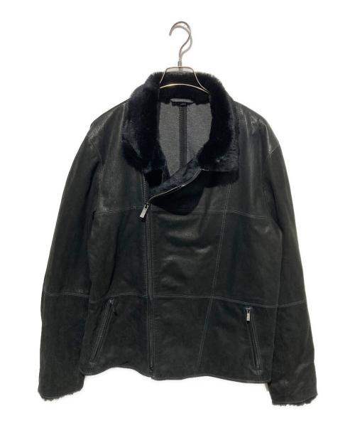 ARMANI COLLEZIONI（アルマーニ コレツィオーニ）ARMANI COLLEZIONI (アルマーニ コレツィオーニ) ゴートスキンレザージャケット ブラック サイズ:52の古着・服飾アイテム