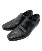 GUCCIグッチ）の古着「スネークスキンローファー」｜ブラック