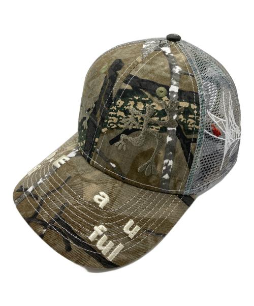 b.Eautiful（ビービューティフル）b.Eautiful (ビービューティフル) Biyu Trucker Hat 6パネルメッシュキャップ カーキの古着・服飾アイテム