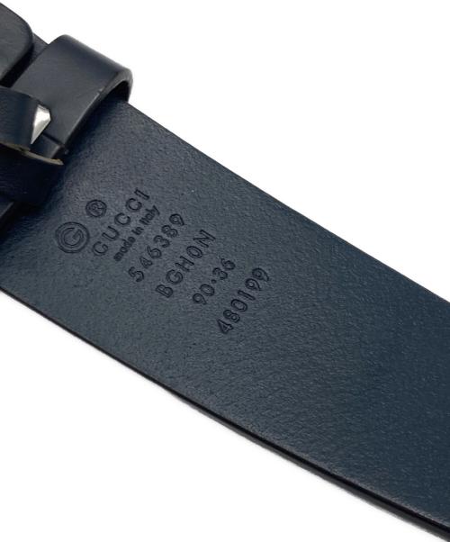GUCCI（グッチ）GUCCI (グッチ) インターロッキングG レザーベルト ネイビー サイズ:90-36の古着・服飾アイテム