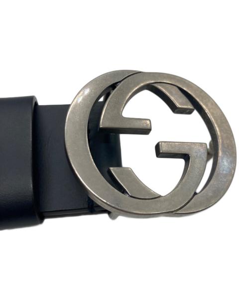 GUCCI（グッチ）GUCCI (グッチ) インターロッキングG レザーベルト ネイビー サイズ:90-36の古着・服飾アイテム