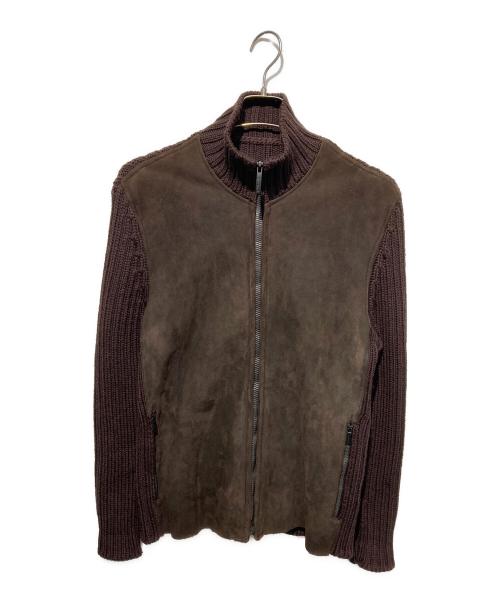 zegna sport（ゼニアスポーツ）Zegna Sport (ゼニアスポーツ) ムートン切替ニットジャケット ブラウン サイズ:Sの古着・服飾アイテム