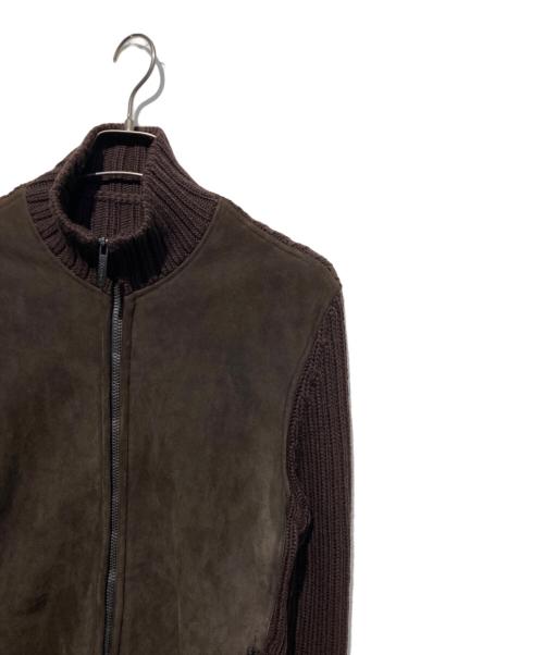 zegna sport（ゼニアスポーツ）Zegna Sport (ゼニアスポーツ) ムートン切替ニットジャケット ブラウン サイズ:Sの古着・服飾アイテム
