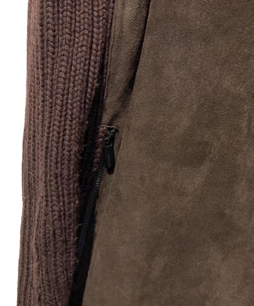 zegna sport（ゼニアスポーツ）Zegna Sport (ゼニアスポーツ) ムートン切替ニットジャケット ブラウン サイズ:Sの古着・服飾アイテム