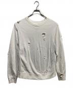 BED J.W. FORDベッドフォード）の古着「ダメージ加工スウェット」｜ホワイト