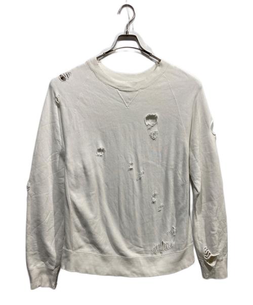 BED J.W. FORD（ベッドフォード）BED J.W. FORD (ベッドフォード) ダメージ加工スウェット ホワイト サイズ:1の古着・服飾アイテム