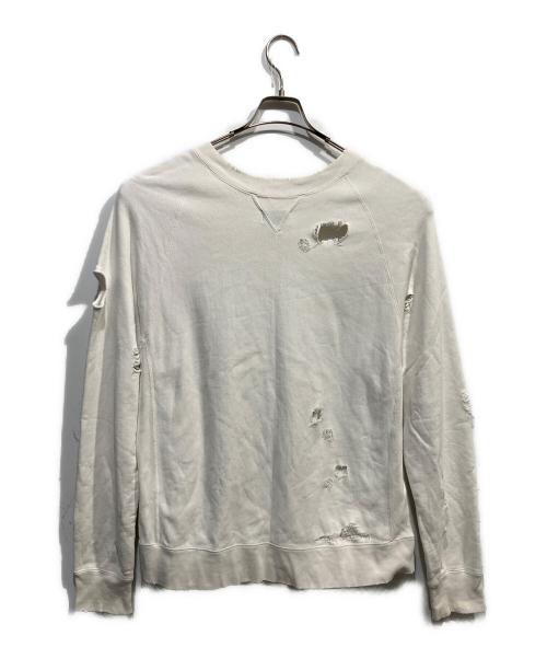 BED J.W. FORD（ベッドフォード）BED J.W. FORD (ベッドフォード) ダメージ加工スウェット ホワイト サイズ:1の古着・服飾アイテム