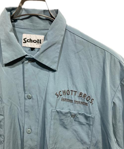 Schott（ショット）Schott (ショット) 刺繍 T/C ワークシャツ ブルー サイズ:SIZE XLの古着・服飾アイテム