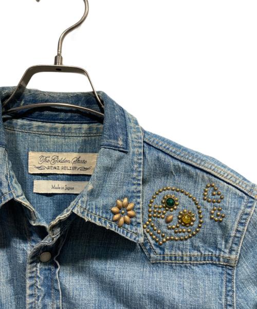 REMI RELIEF（レミレリーフ）REMI RELIEF (レミレリーフ) スタッズ付きデニムシャツ インディゴ サイズ:Sの古着・服飾アイテム