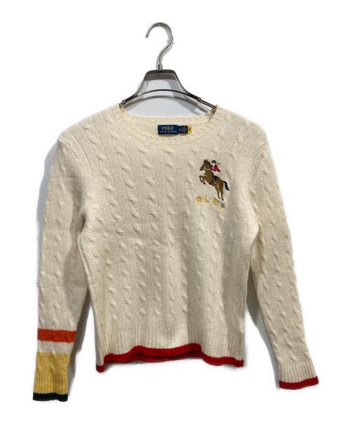 POLO RALPH LAUREN（ポロ・ラルフローレン）POLO RALPH LAUREN (ポロ・ラルフローレン) カシミヤ混ニット ホワイト サイズ:ＸＬの古着・服飾アイテム