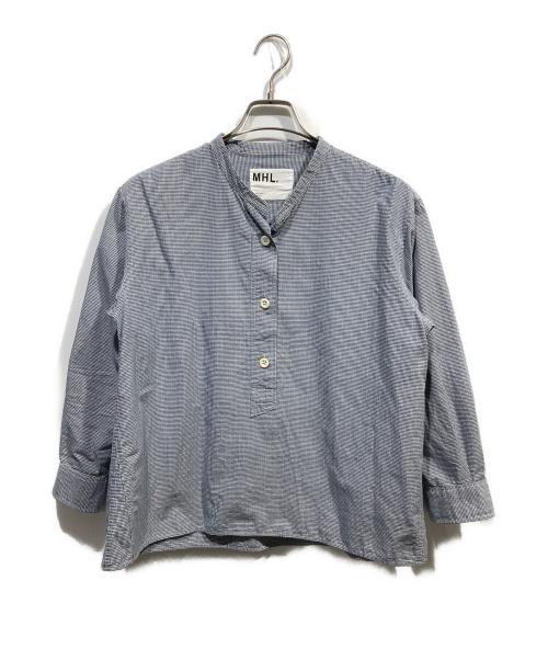 MHL（エムエイチエル）MHL (エムエイチエル) TINY GINGHAM COTTON P/O SHIRT ブルー サイズ:SIZE 1の古着・服飾アイテム