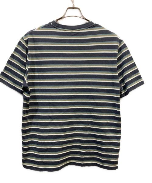 maison kitsune（メゾンキツネ）MAISON KITSUNE (メゾンキツネ) PROFILE FOX PATCH STRIPED COMFORT TEE SHIRT マルチカラー サイズ:Lの古着・服飾アイテム