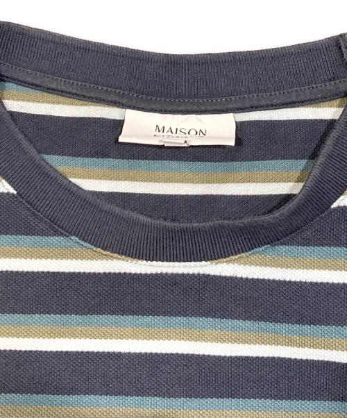 maison kitsune（メゾンキツネ）MAISON KITSUNE (メゾンキツネ) PROFILE FOX PATCH STRIPED COMFORT TEE SHIRT マルチカラー サイズ:Lの古着・服飾アイテム