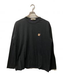 maison kitsune（メゾンキツネ）の古着「FOX HEAD PATCH REGULAR LONG-SLEEVED TEE-SHIRT」｜ブラック