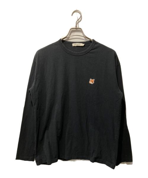 maison kitsune（メゾンキツネ）maison kitsune (メゾンキツネ) FOX HEAD PATCH REGULAR LONG-SLEEVED TEE-SHIRT ブラック サイズ:Lの古着・服飾アイテム