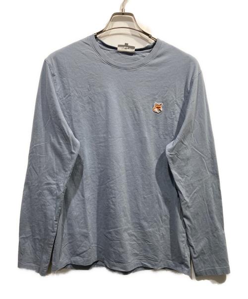 maison kitsune（メゾンキツネ）MAISON KITSUNE (メゾンキツネ) FOX HEAD PATCH REGULAR LONG-SLEEVED TEE-SHIRT ブルー サイズ:Lの古着・服飾アイテム