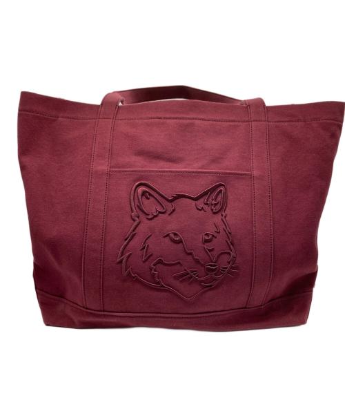 maison kitsune（メゾンキツネ）MAISON KITSUNE (メゾンキツネ) Fox Head Large Tote レッドの古着・服飾アイテム