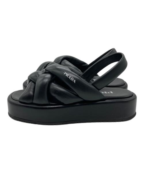 PRADA（プラダ）PRADA (プラダ) ナッパレザープラットフォームサンダル ブラック サイズ:35.5の古着・服飾アイテム