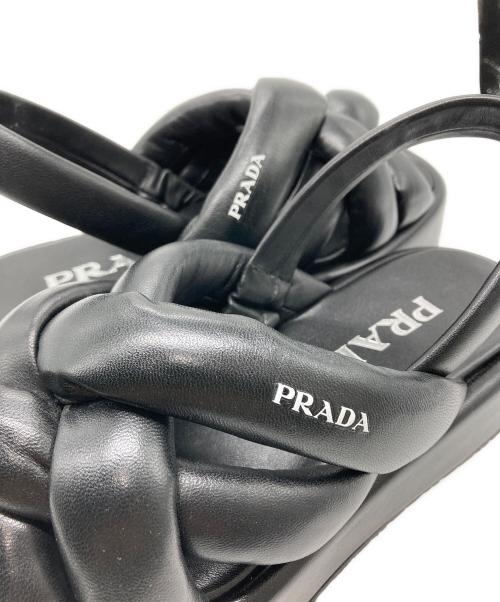 PRADA（プラダ）PRADA (プラダ) ナッパレザープラットフォームサンダル ブラック サイズ:35.5の古着・服飾アイテム
