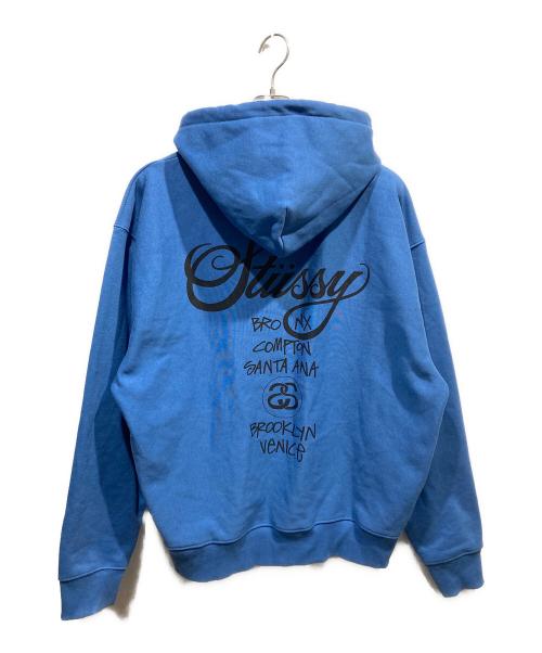 stussy（ステューシー）stussy (ステューシー) World Tour Hoodie Black ブルー サイズ:XLの古着・服飾アイテム