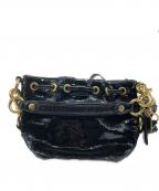 COACHコーチ）の古着「スパンコールショルダーバッグ」｜ブラック