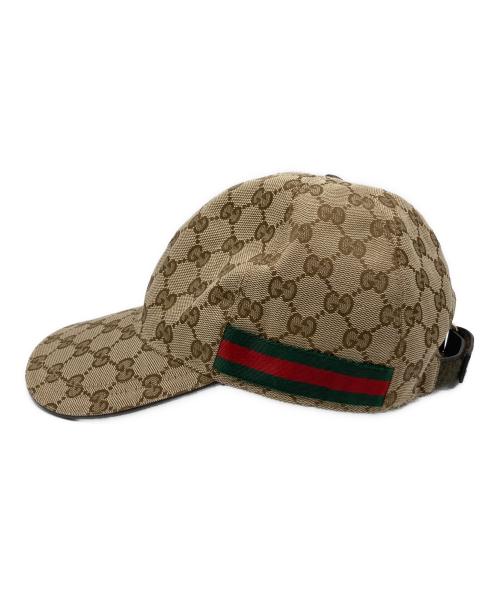 GUCCI（グッチ）GUCCI (グッチ) GGキャンバス シェリーラインキャップ ブラウン サイズ:Mの古着・服飾アイテム