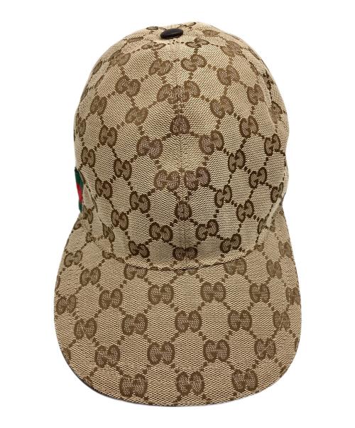 GUCCI（グッチ）GUCCI (グッチ) GGキャンバス シェリーラインキャップ ブラウン サイズ:Mの古着・服飾アイテム