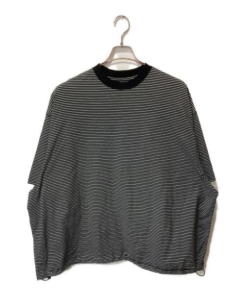 is-ness（イズネス）is-ness (イズネス) BALLOON BORDER SHORT SLEEVE T-SHIRT ブラック×ホワイト サイズ:Mの古着・服飾アイテム